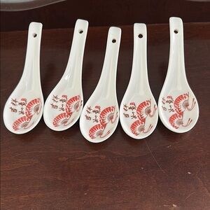 Elegant Red and White Ceramic Spoons brand new. Made in china